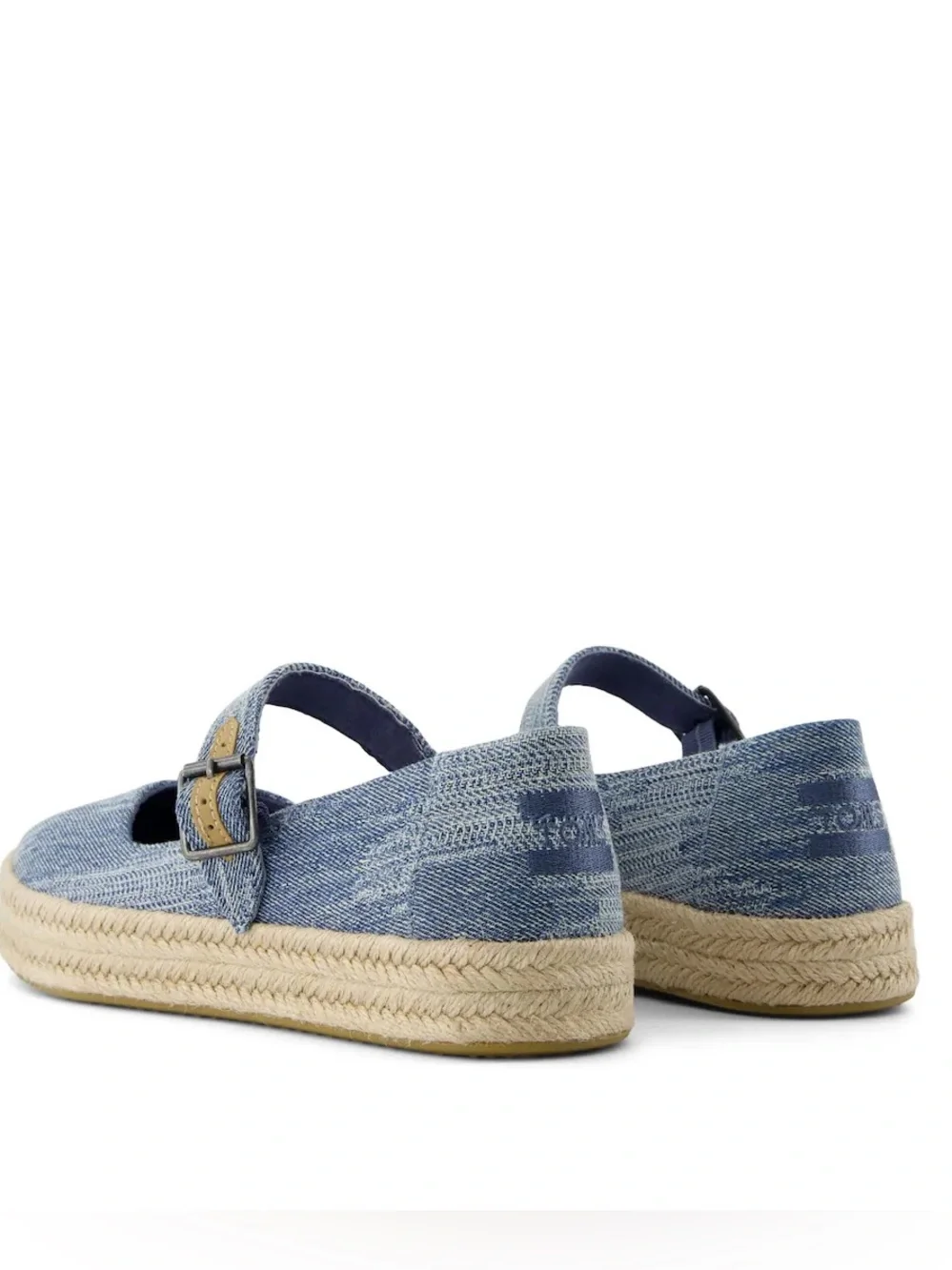Toms Light Blue Denim Mary Jane Espadrille Platform Shoes
